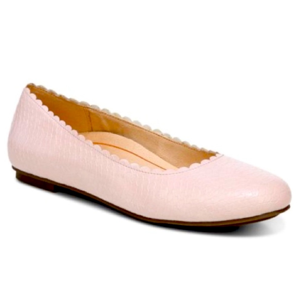 Vionic EUC Julieta Snake Embossed Ballet Flats Rose Size 8.5